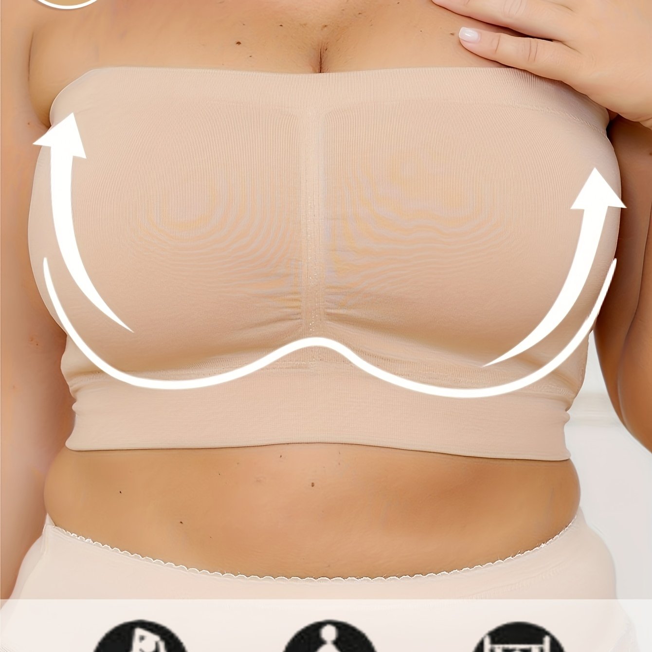 Women Seamless Plus Size Tube Top Strapless Sports Bra Breathable No Padding