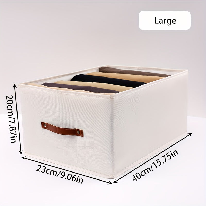 Qo‘lqopli to‘g‘ri burchakli saqlash qutilari, shkaflar yoki yotoq javonlari uchun mukammal. Ushbu yig‘iladigan mato qutilar kulrang yoki bej rangda bo‘lib, joyingizni tartibga solishda ideal. Yotoq osti saqlash uchun ham juda yaxshi!