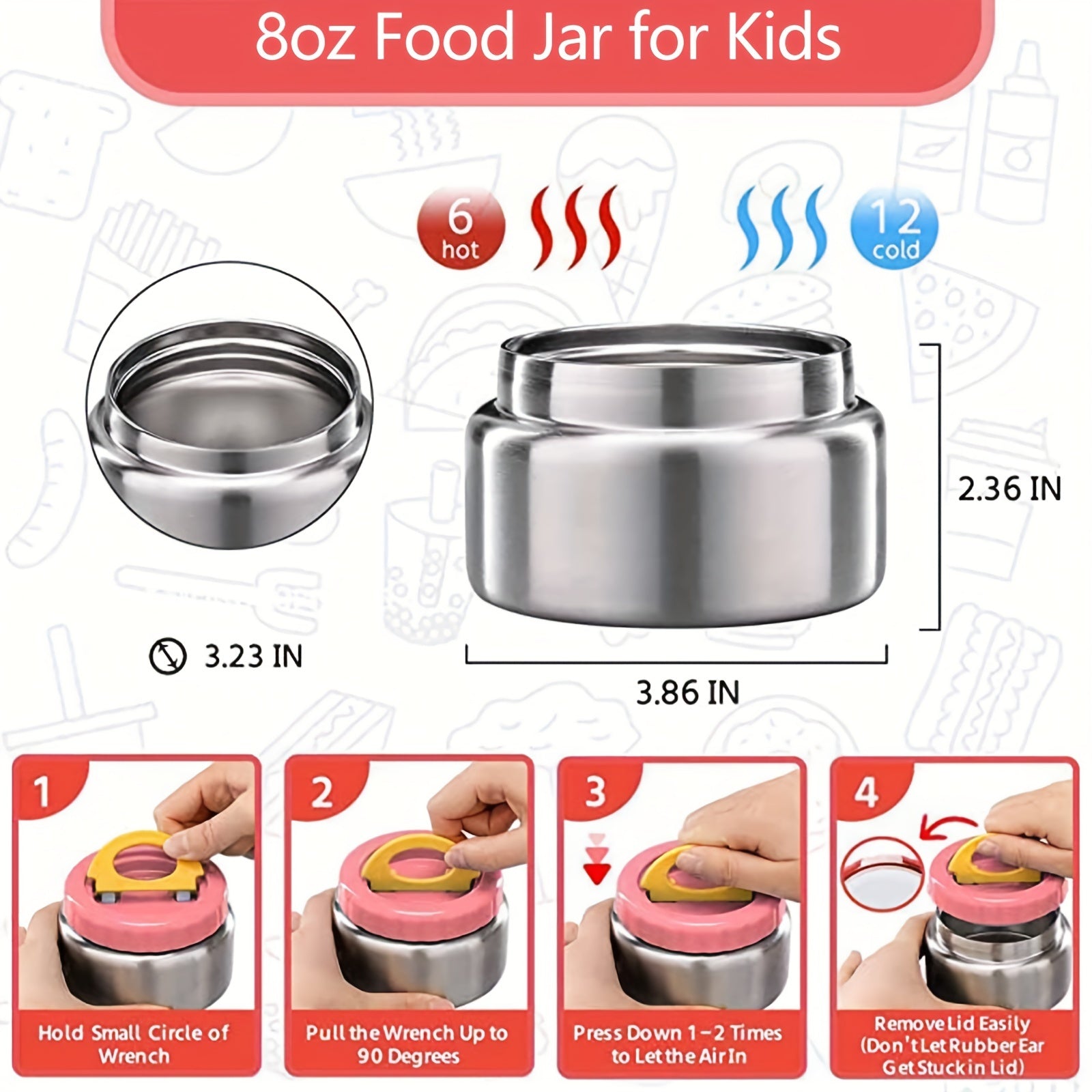 Set de lonchera bento para niños con recipiente para sopa de 8 oz, compartimentos a prueba de fugas, frasco de comida y bolsa para almuerzo