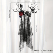 Qora farishta gul boshi bilan qargʻa tarmogʻi toʻqilgan qargʻa bosh kiyim Halloween kostyumlari uchun