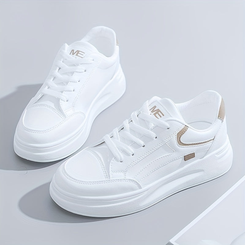 Women's Casual Sneakers Low Top with Thick Soles and Lace-Up Design for All Seasons