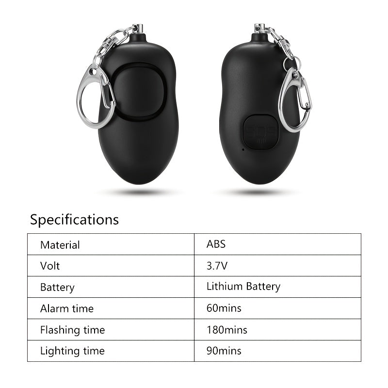 Rechargeable 130dB Personal Safety Alarm Keychain with LED Light for Women and Elderly