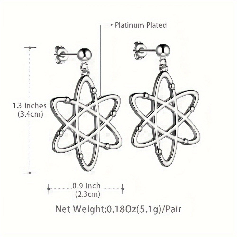 Science-Themed Dangle Earrings with Atom Design for Biology and Chemistry Enthusiasts