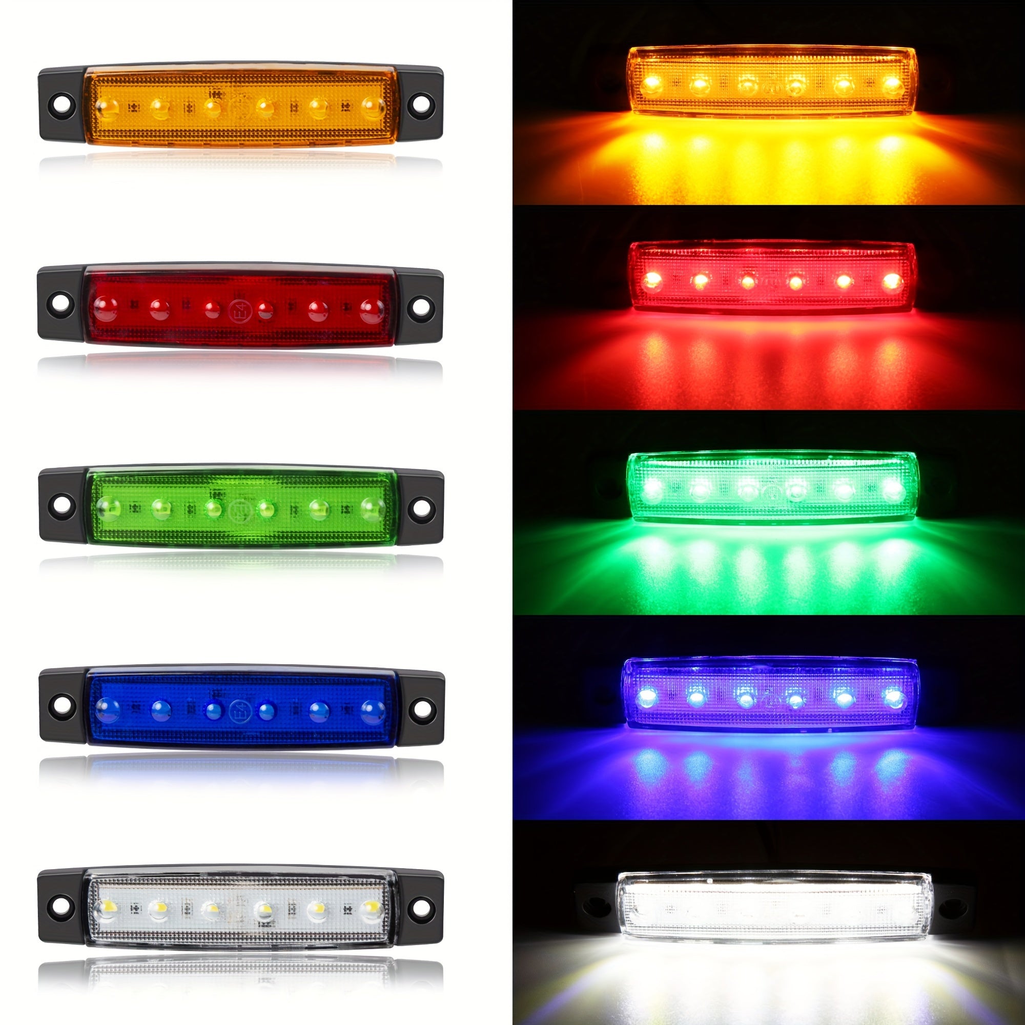 Yuk mashinalari va avtobuslar uchun 20 ta LED yon tomon belgilovchi lampalar, ko‘p rangli, 9.65cm