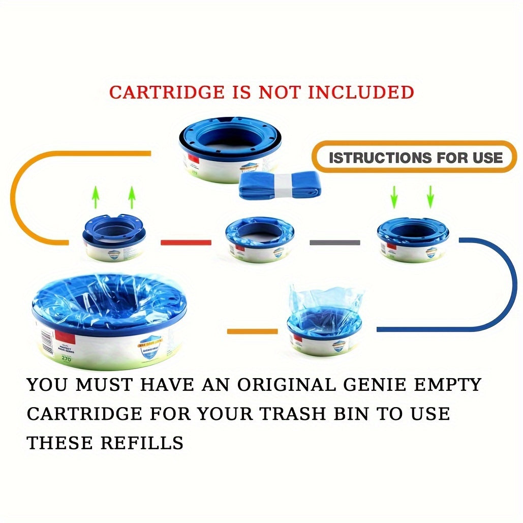 Set of 6 Odor-Sealing Diaper Pail Refill Bags with Foldable Design