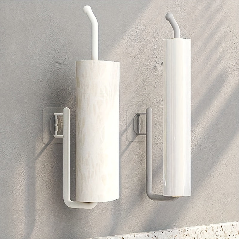 Bathroom Wall Mounted Paper Towel Holder with Punch-Free Installation Plastic Storage Rack