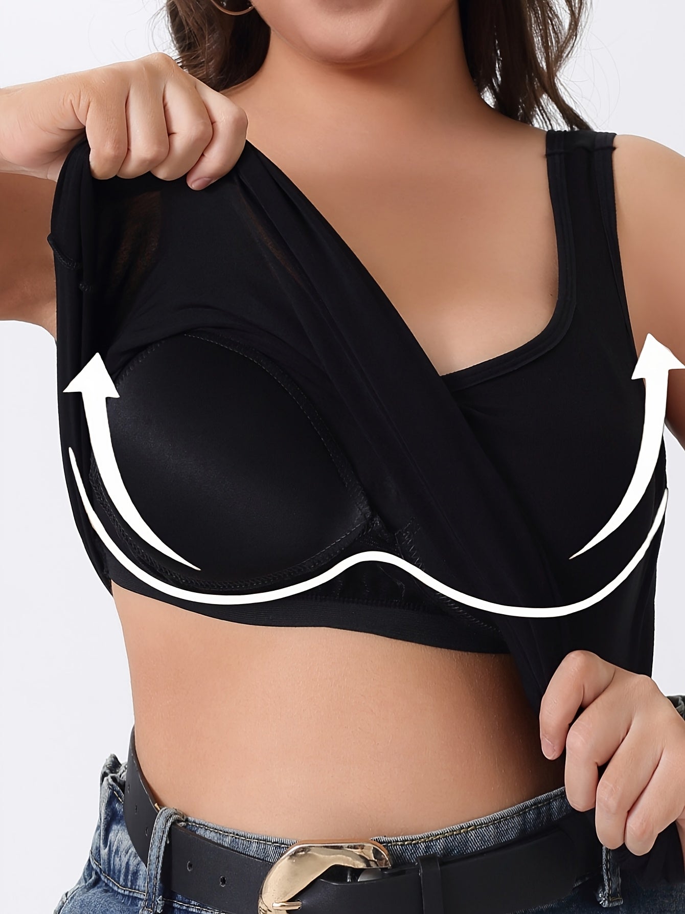 Plus Size Women's Wide Strap Tank Top with Built-In Bra Pad All-Season