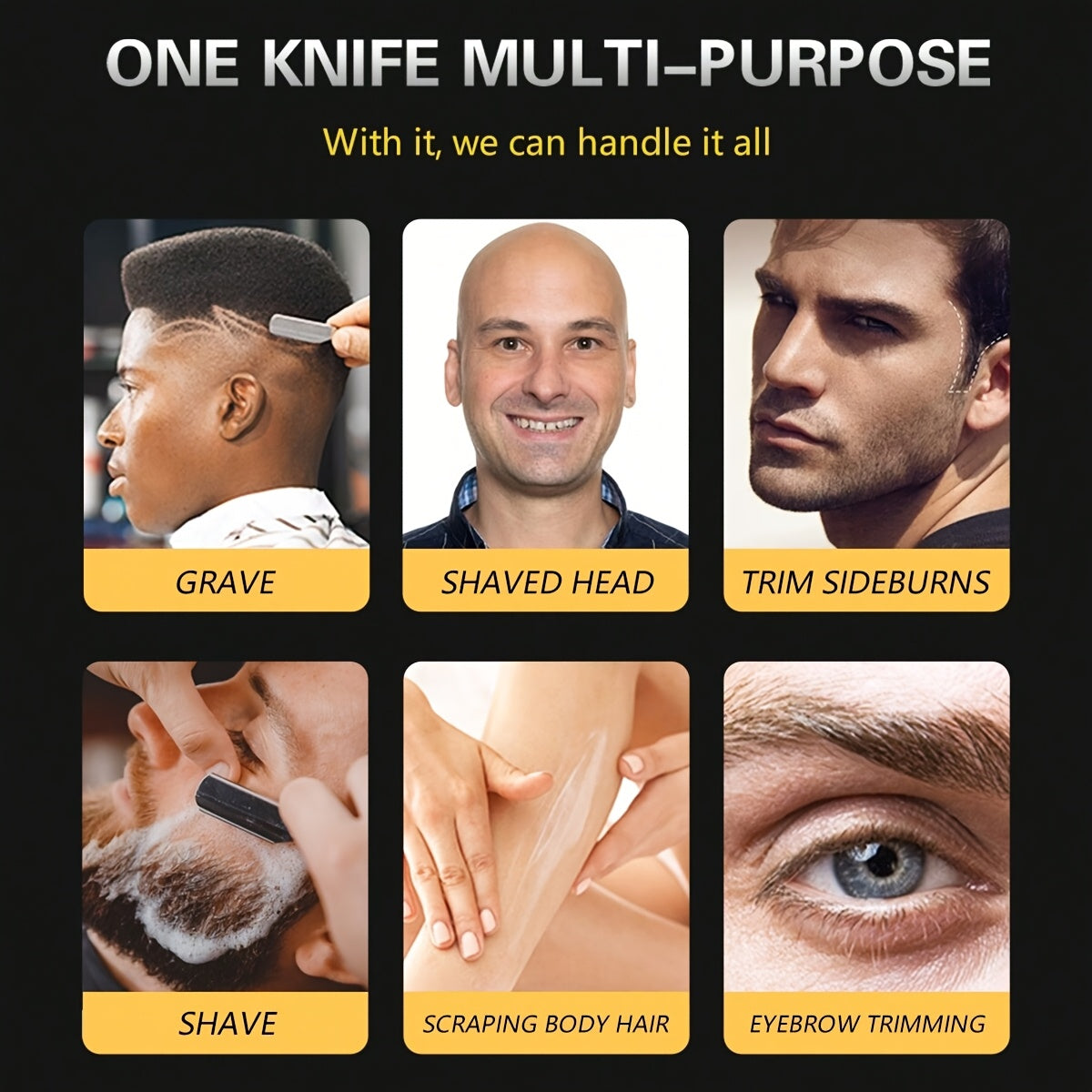 Мужской черный складной бритва с лезвием из нержавеющей стали для точного ухода