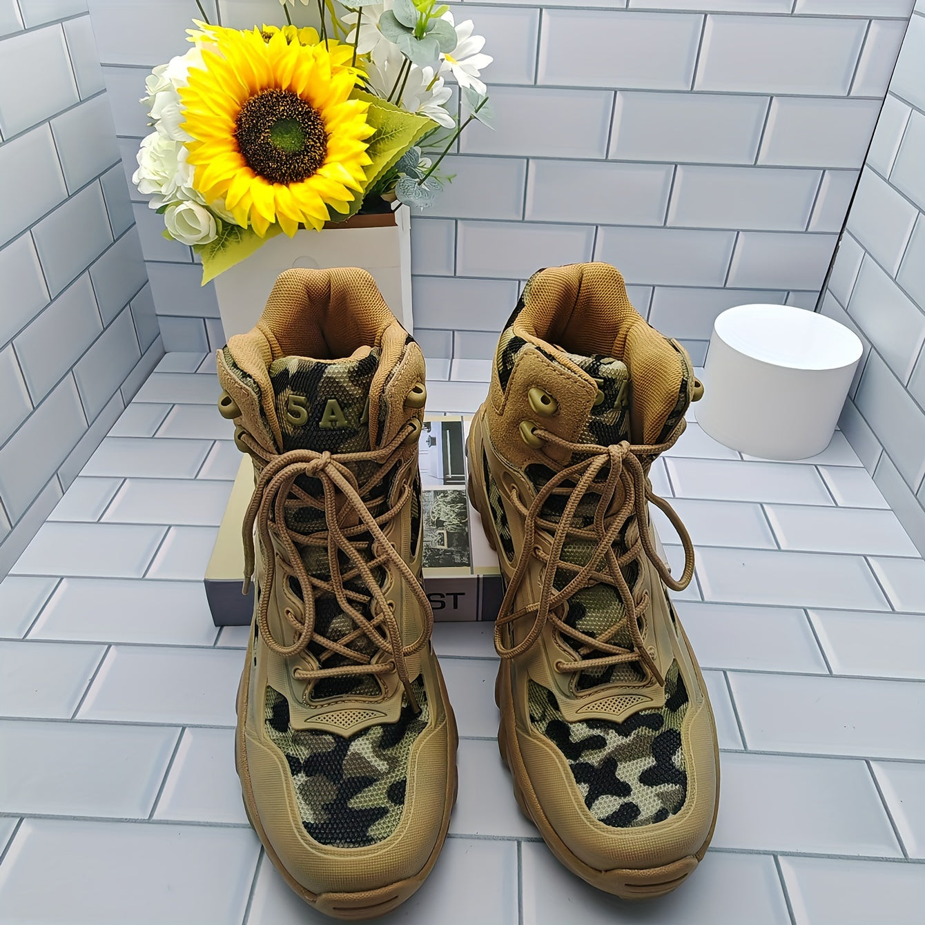 Men's High-Top Hiking Boots Breathable Nylon Outdoor Non-Slip EVA Casual Shoes