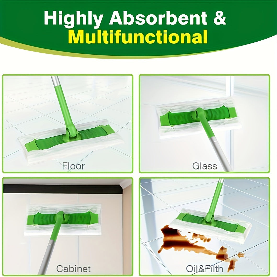 30 dona Polyesterdan yasalgan, tozalanadigan mop padlari, samarali chang olib tashlash uchun elektrostatik quruq supurish matolari; yashash xonasi, yotoqxona, hammom, hojatxona va oshxona tozalash uchun mukammal.