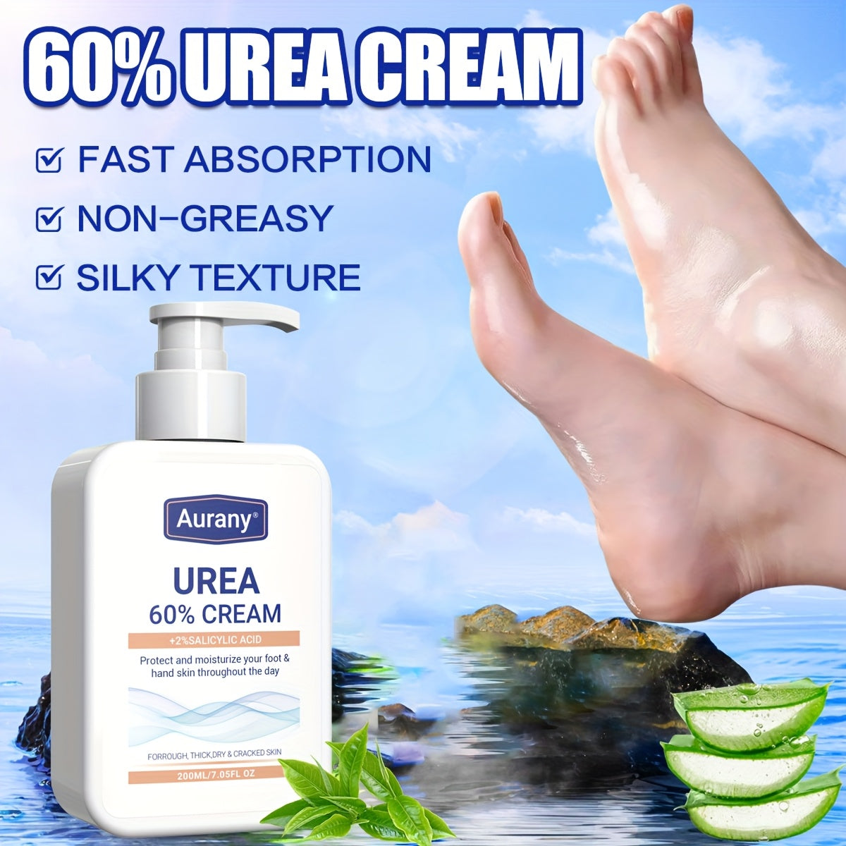 Urea 60% Salicylic Acid Moisturizing Cream for Dry Skin on Feet Knees Elbows 200ml