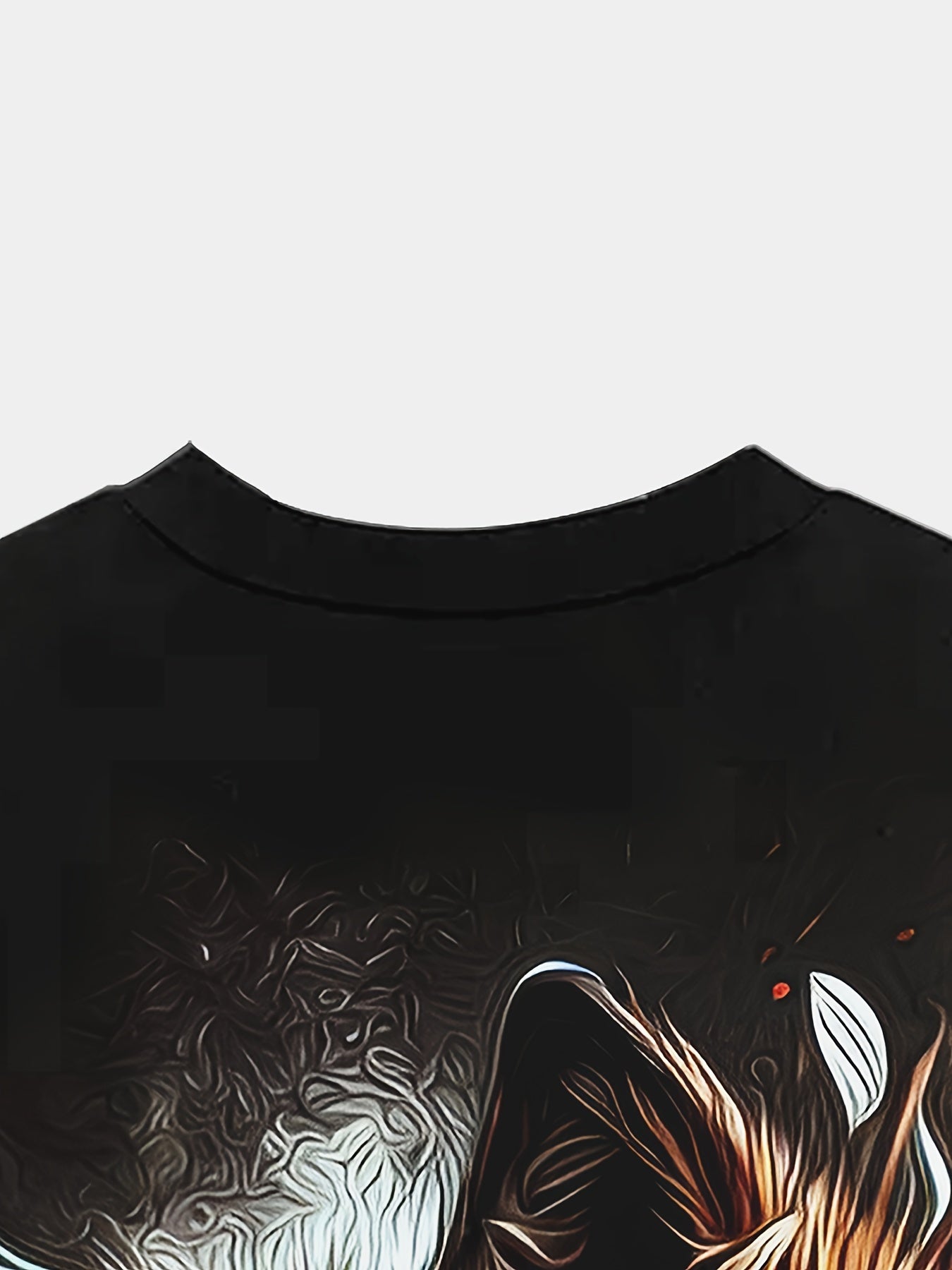 Erkaklar uchun yengli bo'yin T-ko'ylagi, yashirin Wolf print bilan