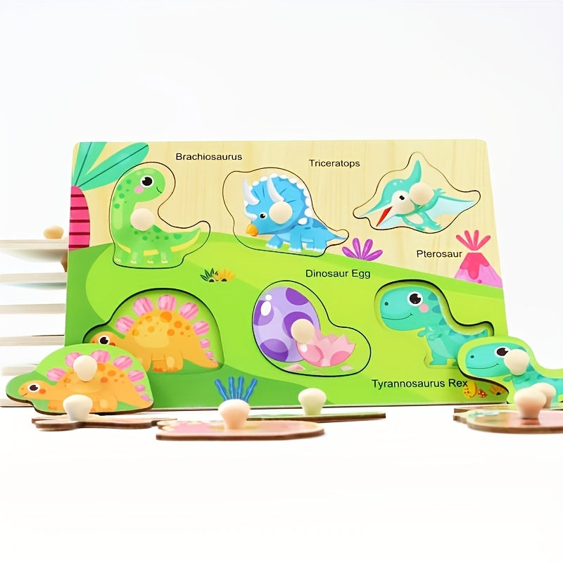 Juego de rompecabezas de madera de 4 piezas para niños, aprendizaje educativo de números, letras, animales y frutas