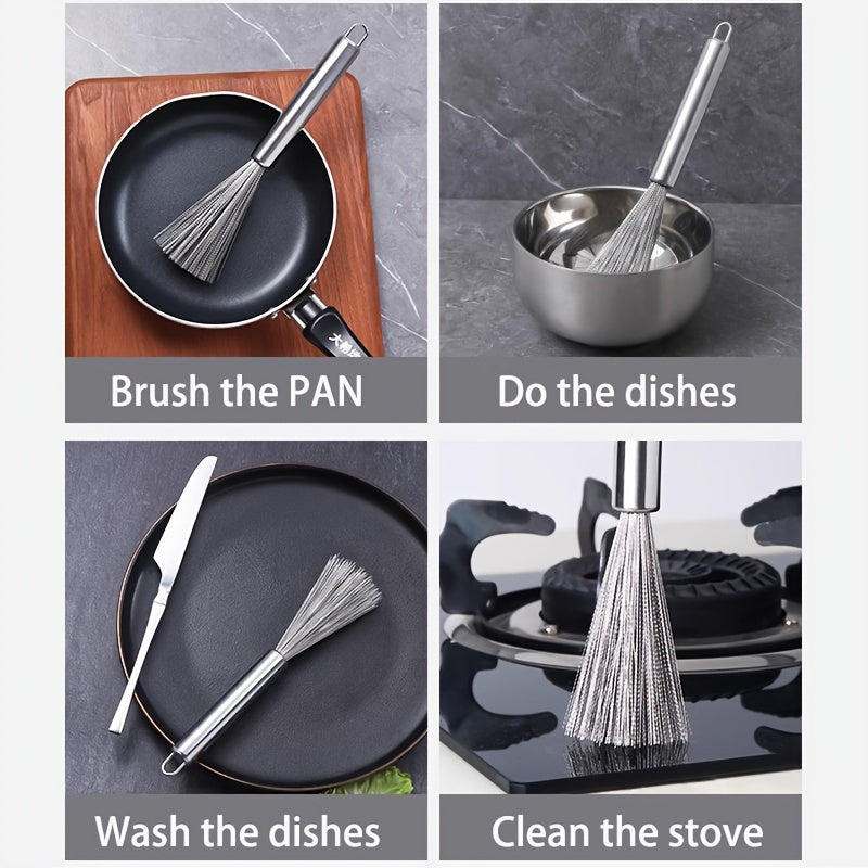 Set of 2 Stainless Steel Kitchen Scrubbers Non-Abrasive Cleaning Tools with Hanging Loop