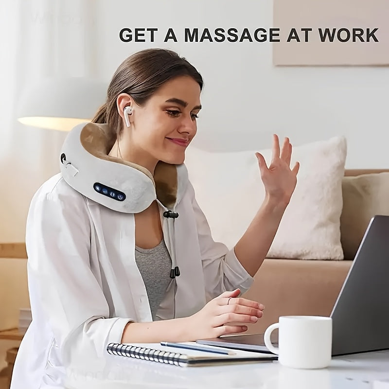Electric Neck Massager with Heat and Adjustable Strap for Travel Office Home Relaxation
