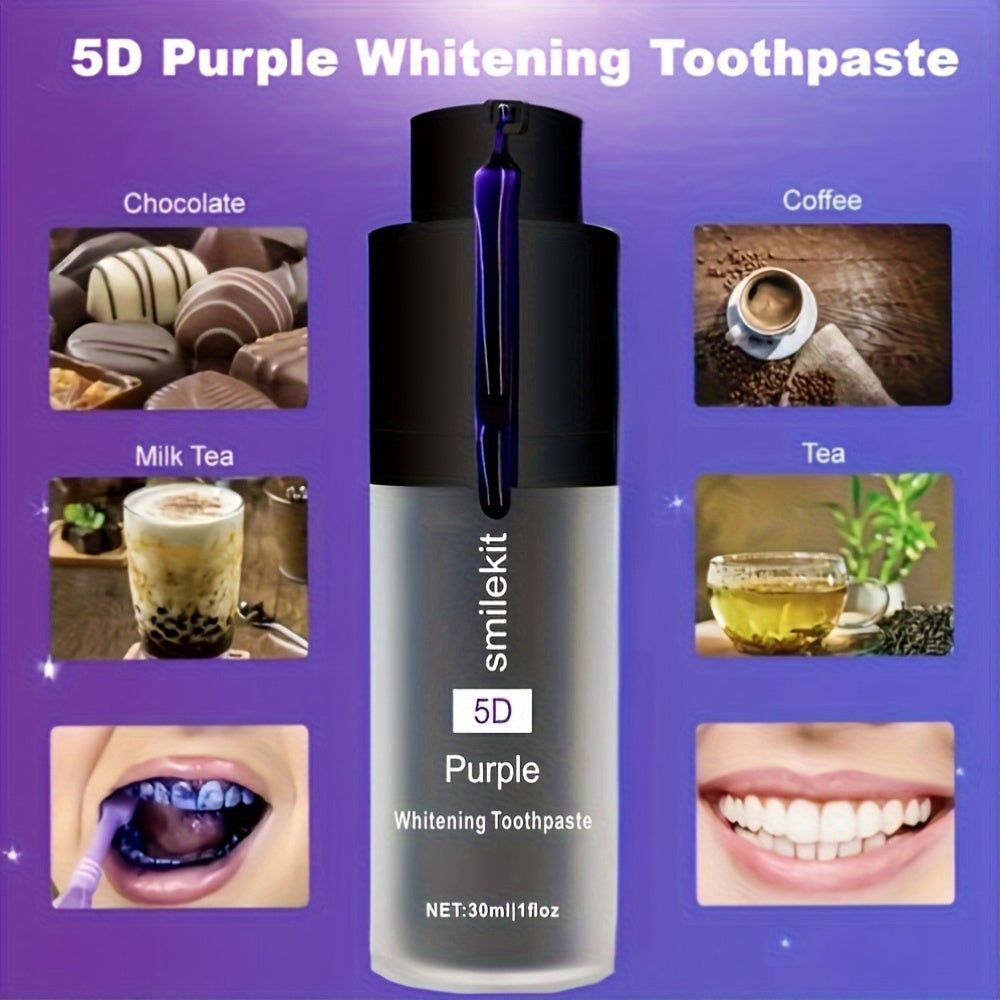 Pasta de dientes morada con blanqueamiento y aliento fresco 30ml limpieza profunda