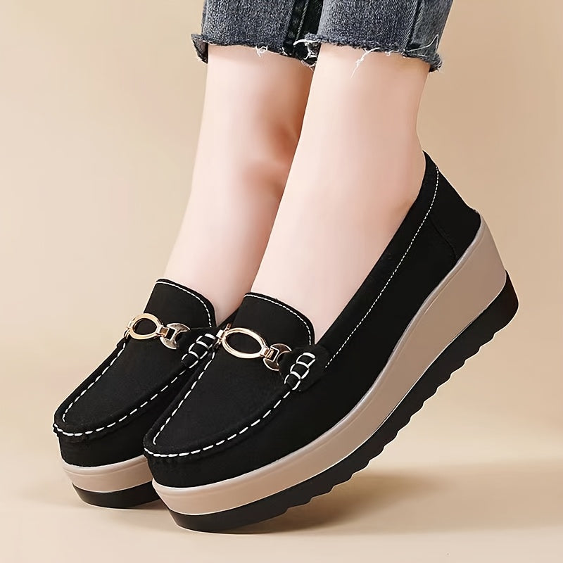 Women's Slip-On Chunky Platform Loafers Synthetic Casual Shoes All-Season