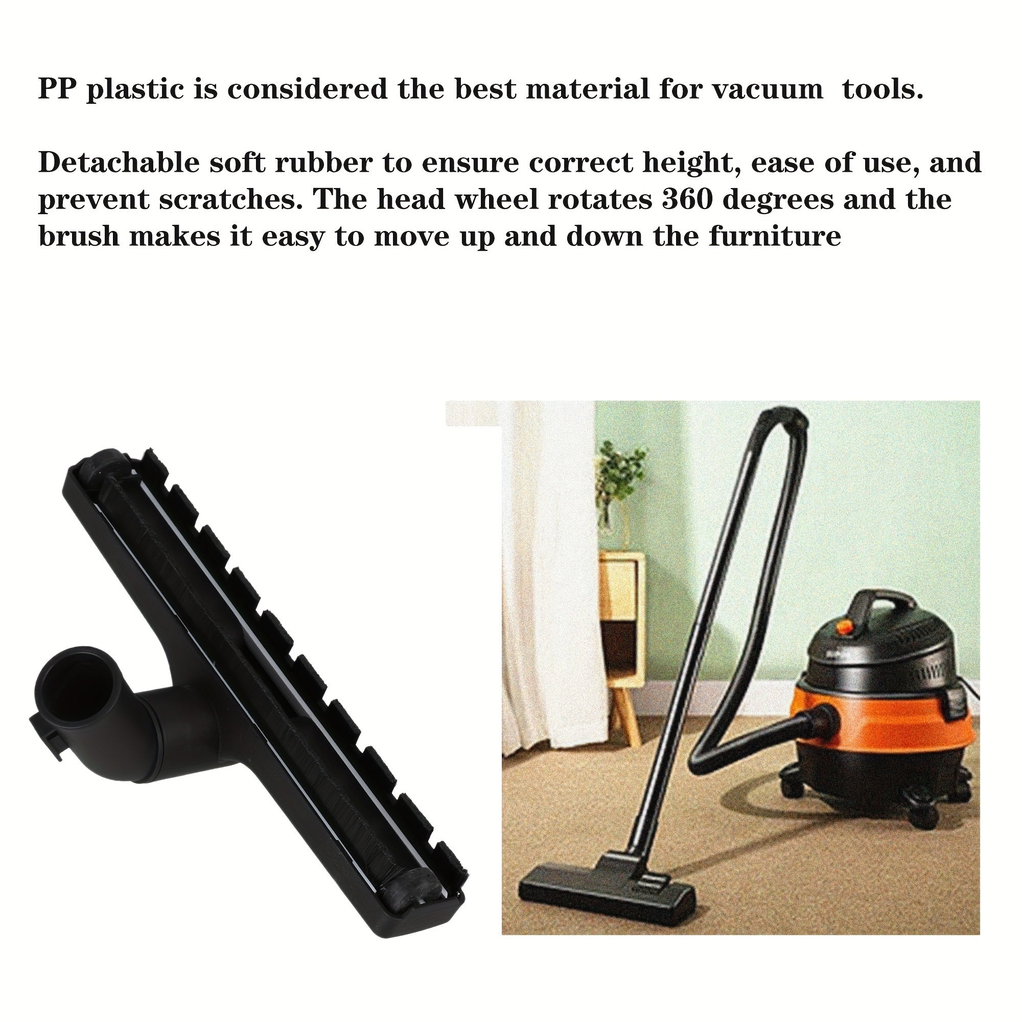 Cepillo para suelos de aspiradora universal con ruedas y adaptador 32mm plástico negro