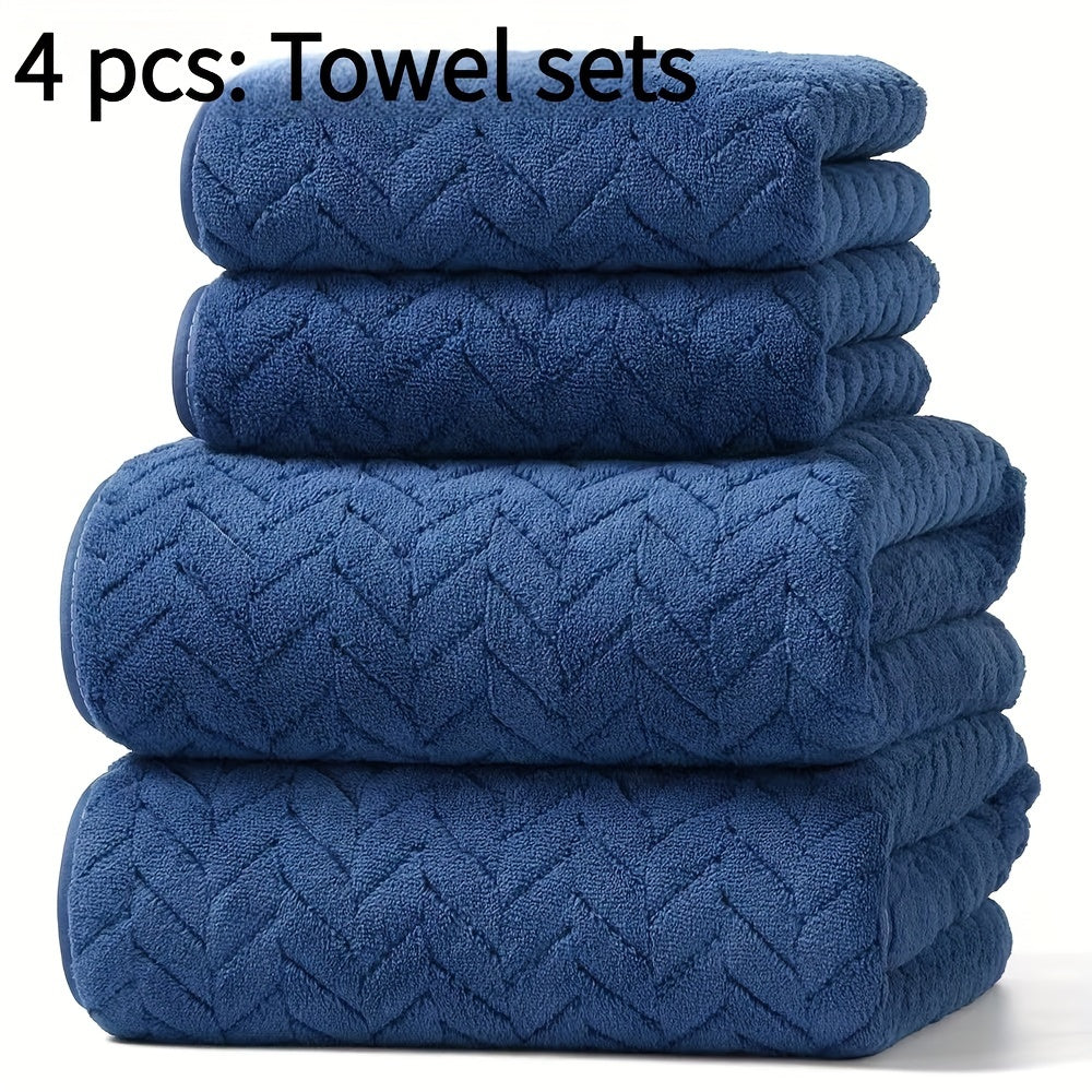 Christmas Bath Towel Set 4-Pack Soft Absorbent Polyester Herringbone Stripe