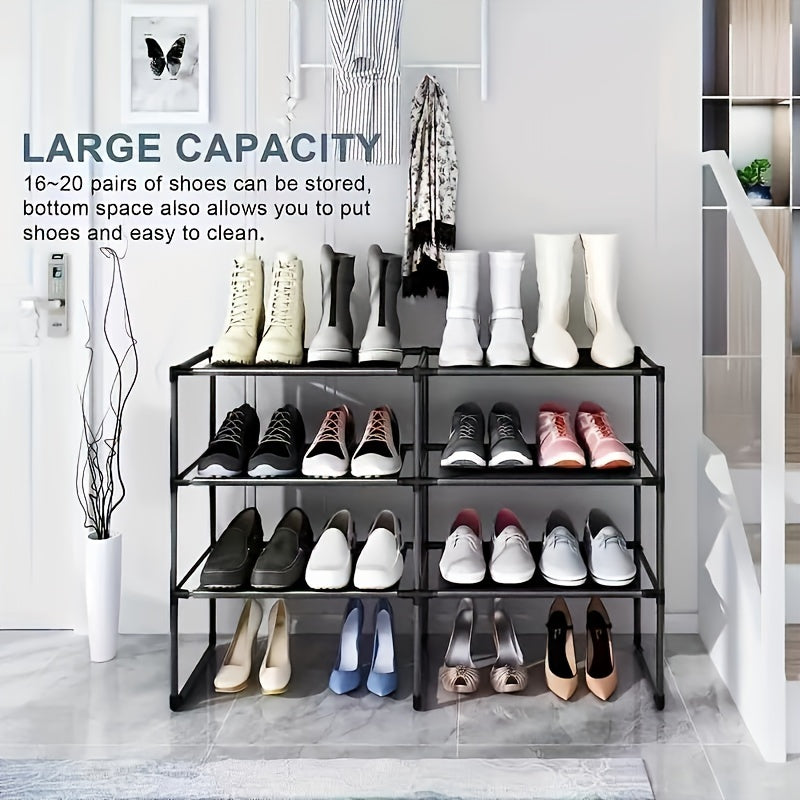 Estante para zapatos de metal, de 3 a 4 niveles, impermeable, resistente, ahorra espacio, organizador de almacenamiento