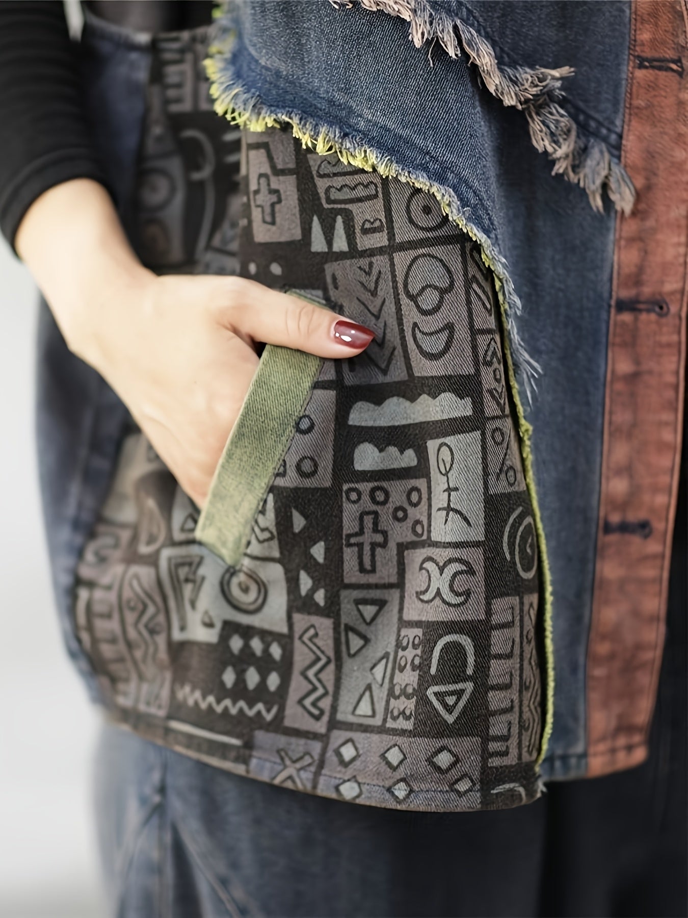 Women's Color Block Hooded Vest Oversized Casual Outerwear