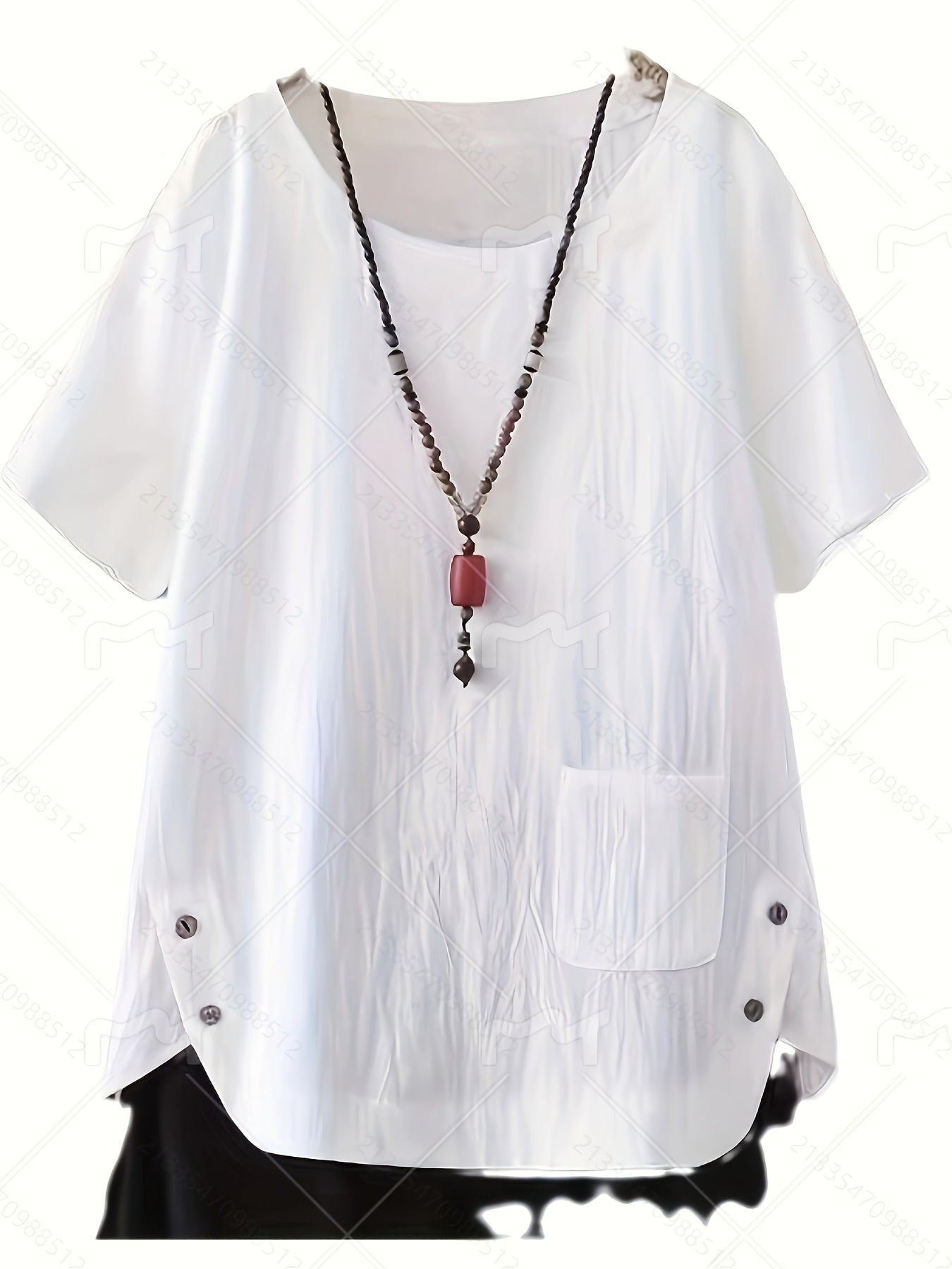 Camiseta de verano para mujer talla plus azul claro manga corta top casual