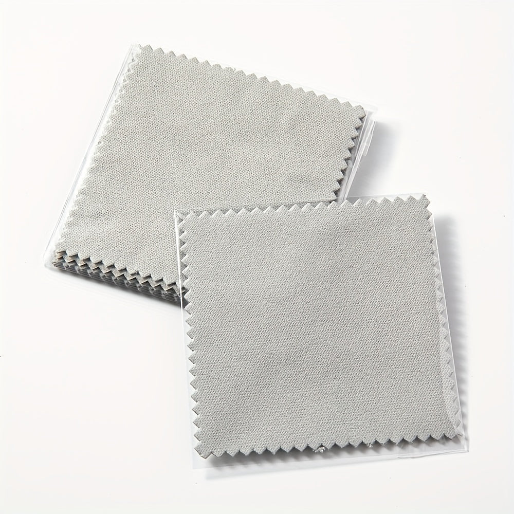 Pack of 50 Jewelry Polishing Cloths 8x8cm White Gray Blue Green for Cleaning and Polishing