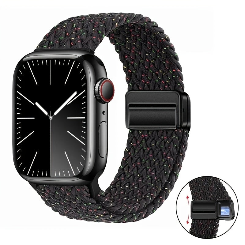 Nylon Watch Strap for Apple iWatch Series 1-9 Magnetic Snap Buckle Loop Compatible with 38mm to 49mm Sizes