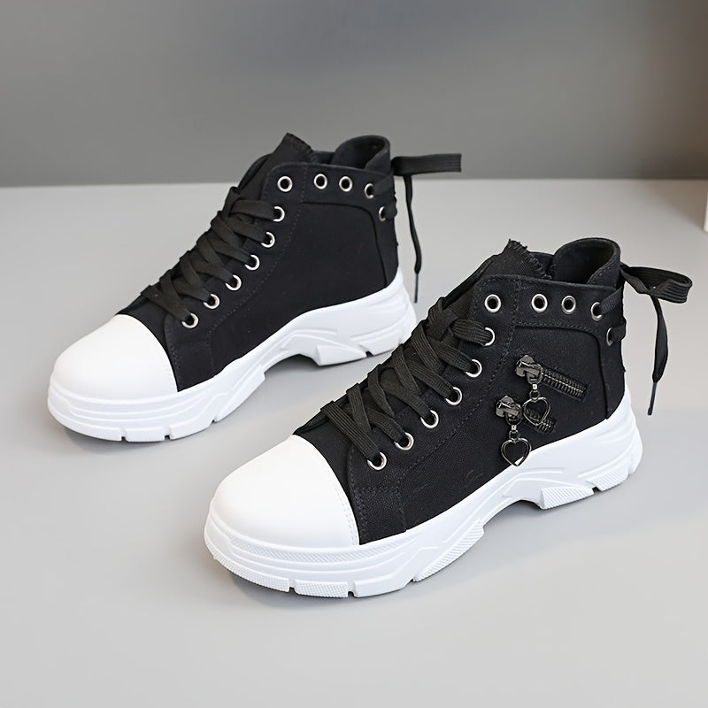 Zapatillas deportivas altas para mujer con lazo, transpirables, blanco y azul