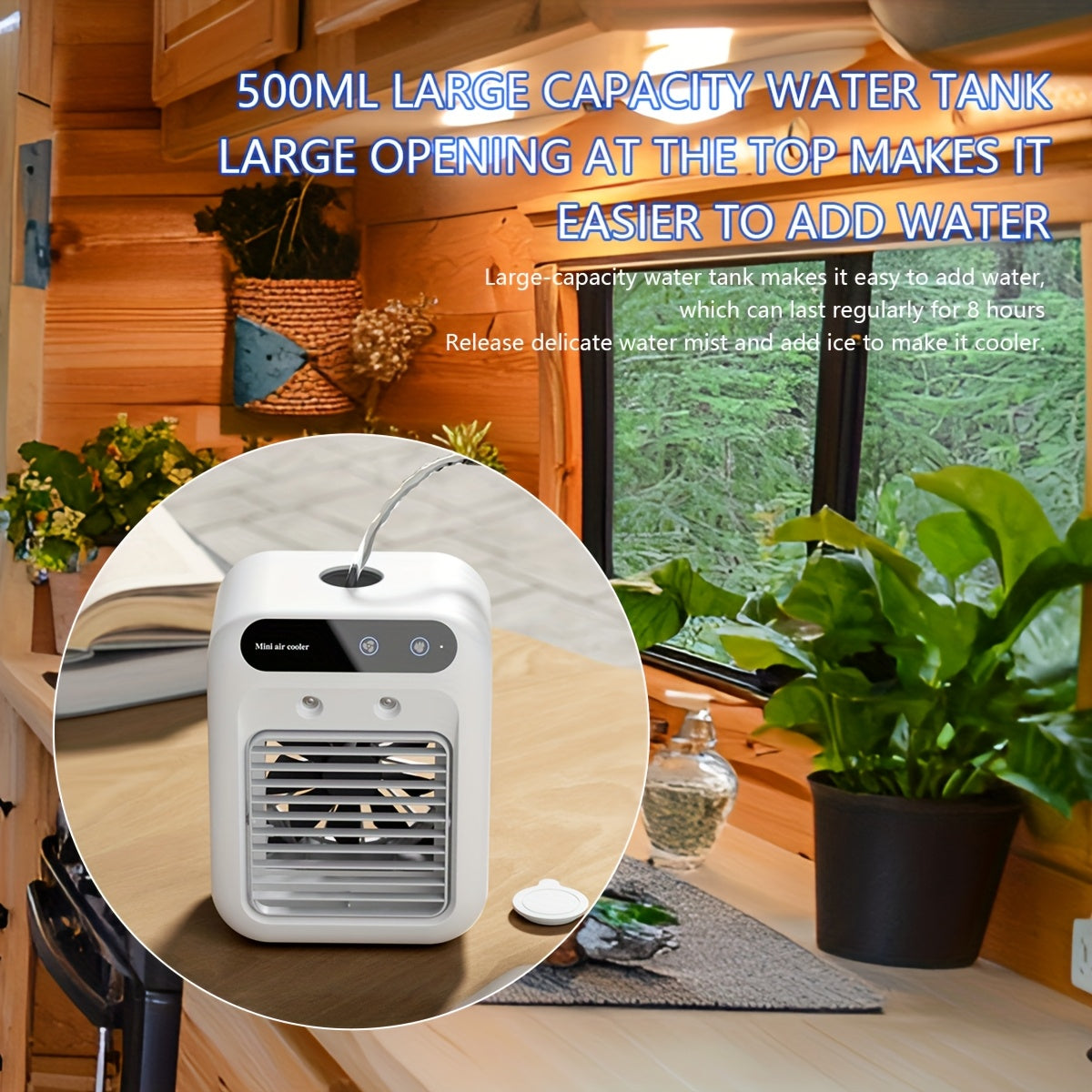 Portable USB Rechargeable Air Conditioner Humidifier for Home Office RV 3-Speed