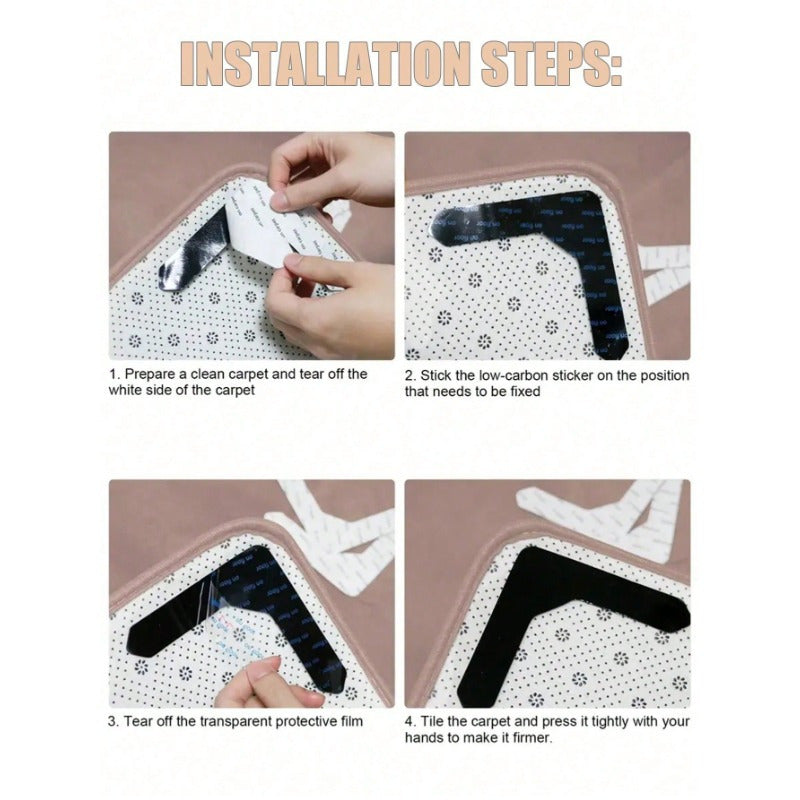 Mustahkam, sirpanmaydigan gilam lenta, yuvilishi mumkin bo'lgan PU va PC materialidan tayyorlangan, xonalar va yotoqxonalarda foydalanish uchun qo'l bilan yuvilishi mumkin bo'lgan yopishqoq, qoldiq qoldirmasdan oson o'rnatish.