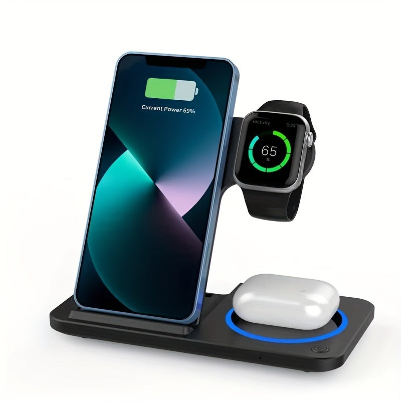 Foldable Wireless Charging Station for iPhone iWatch Earbuds Fast Charging Hub