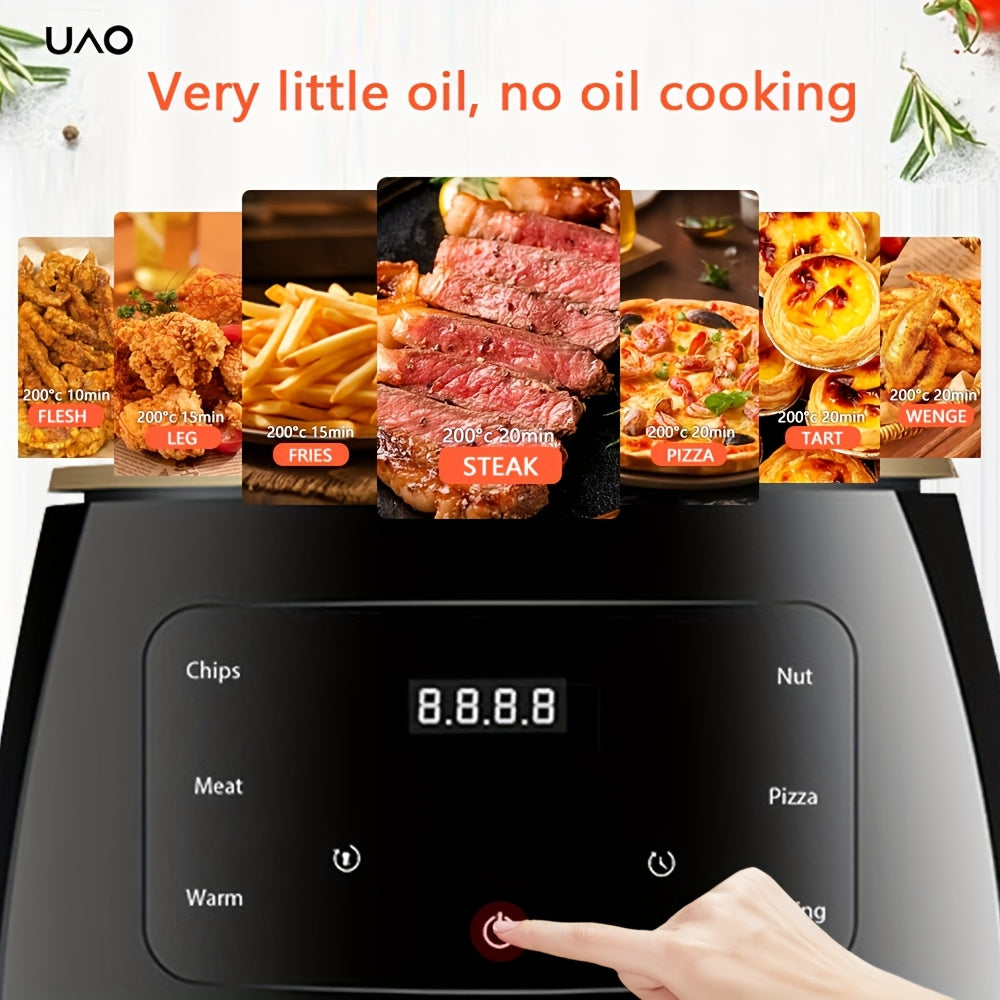 Freidora de aire de gran capacidad con funciones multifuncionales, cocina sin aceite, bajo contenido de grasa, base antideslizante segura, 1400W