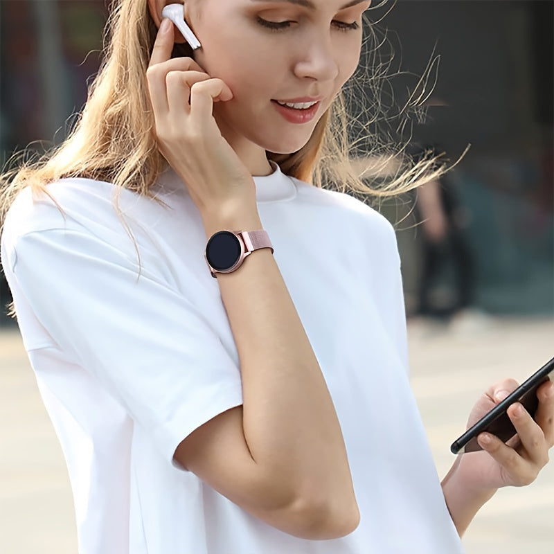 Stainless Steel Mesh Watch Band 20mm Magnetic Closure Compatible with Samsung Galaxy Watch 4 5 6 and Watch 4 Classic 5 Pro