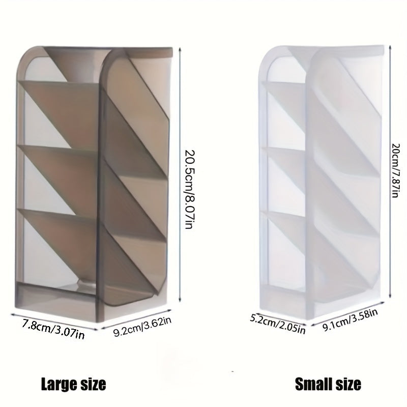 Ko'p funksiyali stol tashkilotchisi, shaffof plastik qalam ushlagichi va muzlatilgan qiyshiq qo'shimcha dizayni bilan. Ofis anjomlari, qalamlar, makiyaj cho'tkalari va lab bo'yoqlari uchun ishlatilishi mumkin. Siqilgan va joyni tejovchi.