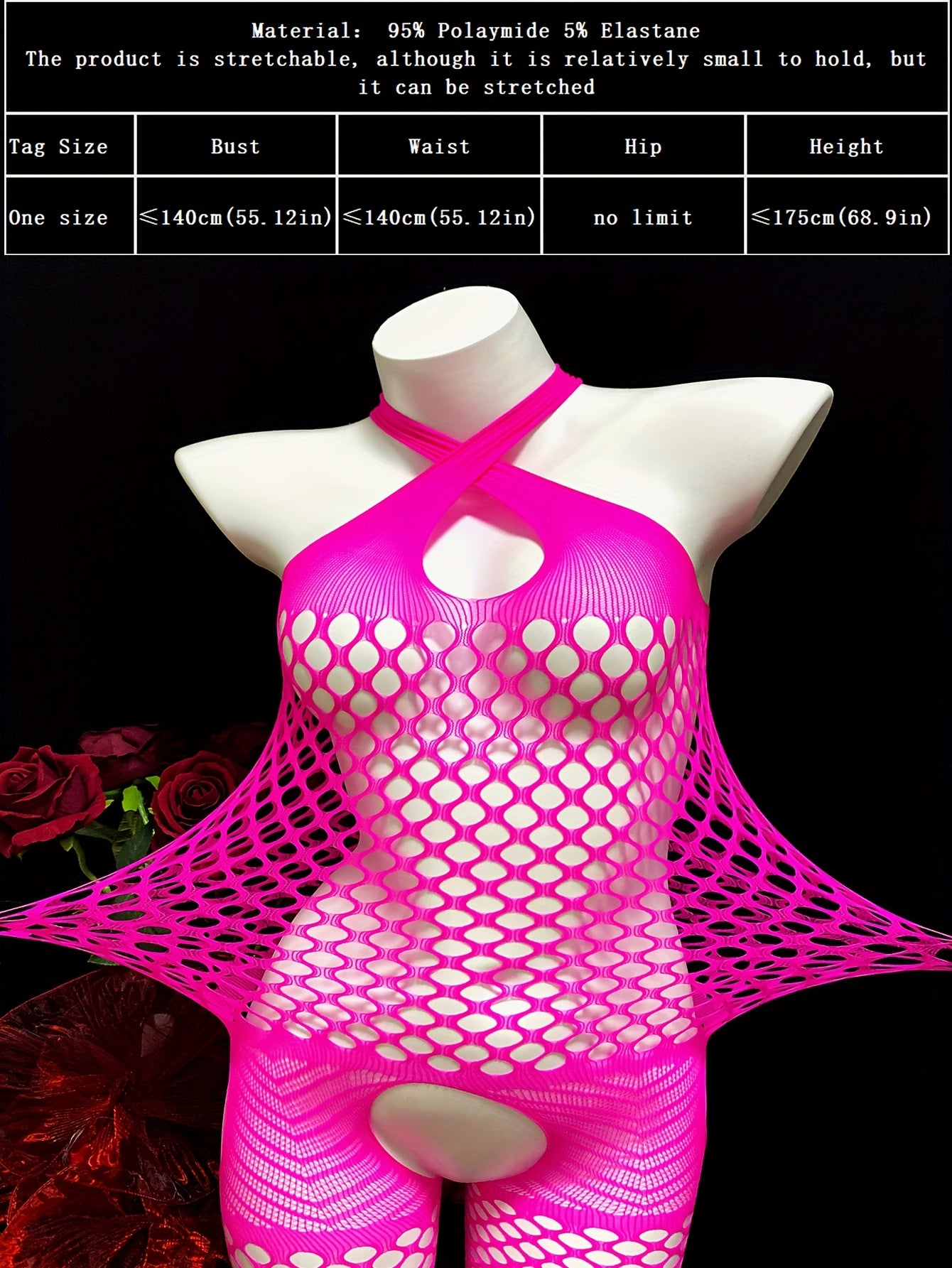 Women's Sheer Lingerie Bodystocking with Open Crotch and See-Through Design for Festivals and Beachwear