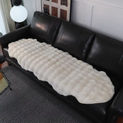 Коврик из искусственного меха кролика с волнистым узором, пригодный для машинной стирки - мягкий полиэстеровый нескользящий водостойкий ковер для гостиной, спальни, офиса и веранды - легкий коврик неправильной формы с влагонепроницаемым барьером