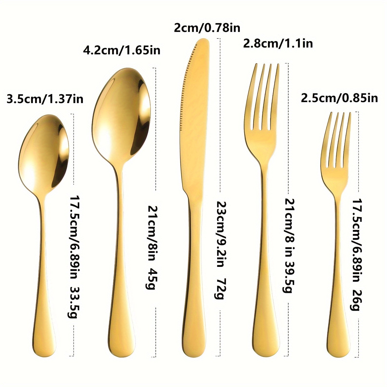 Set of 40/60 Stainless Steel Cutlery Gold Finish Mirror Polished Dishwasher Safe for Special Occasions