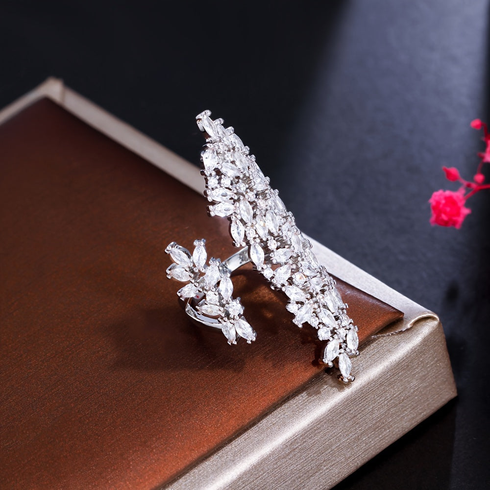 Women's Engagement Ring with Chunky White Cubic Zirconia and Pave Setting