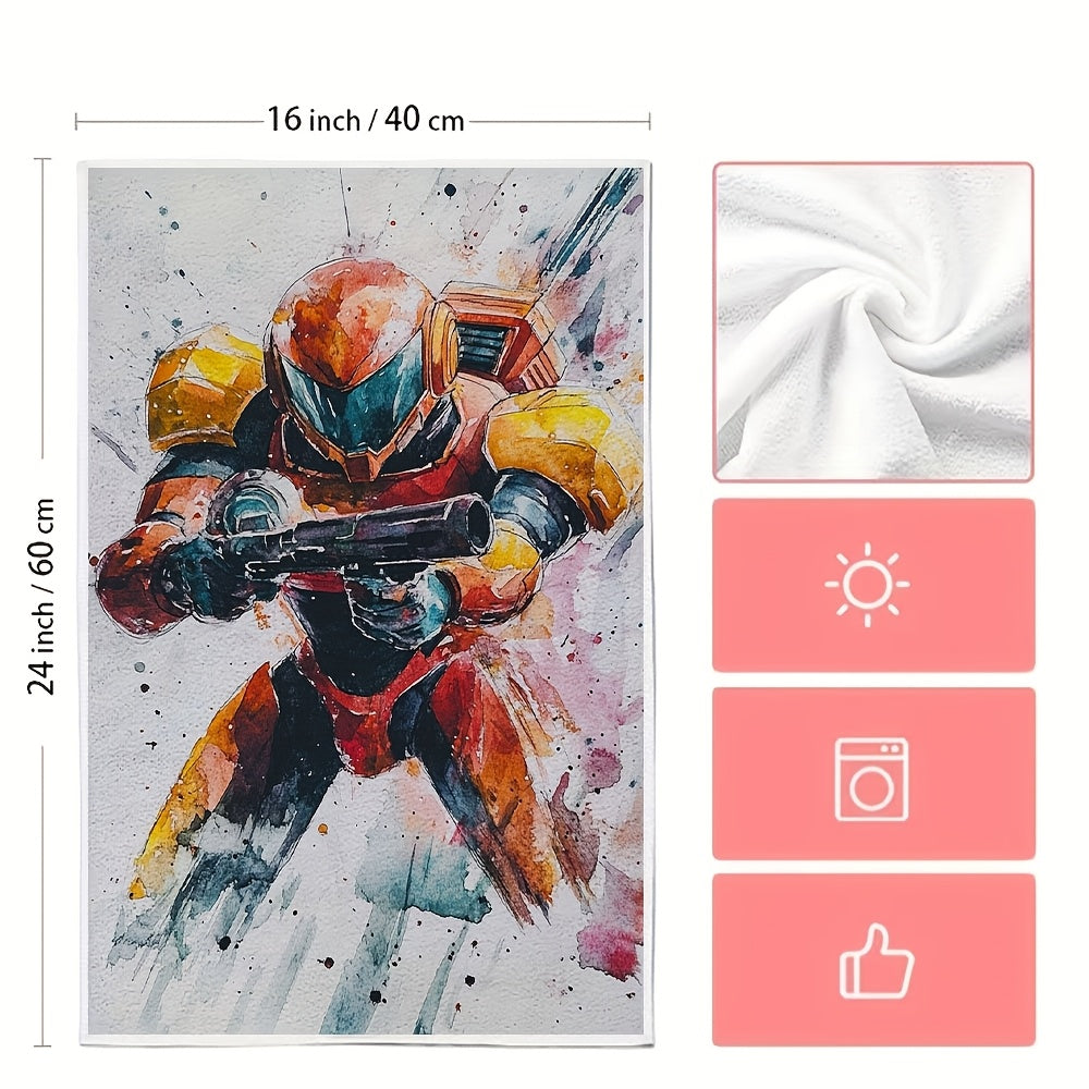Set of 2 Ultra-Soft Absorbent Kitchen Towels 40x60cm with Samus Aran Design