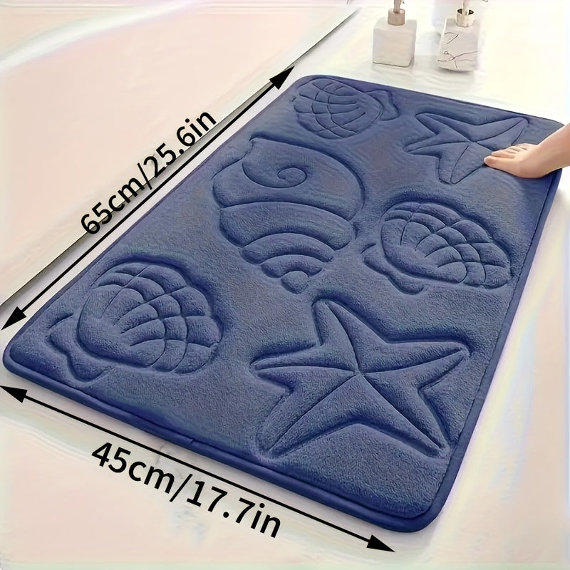 High-Density 25D Sponge Bath Mat with Soft Starfish Shell Embossing Non-Slip Absorbent for Bathtubs Showers