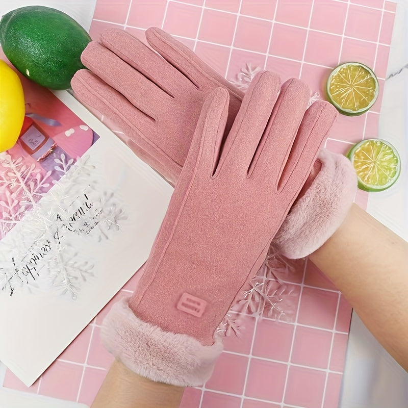 Women's Winter Gloves Touchscreen Compatible Elastic Polyester Warm Lining Split Finger