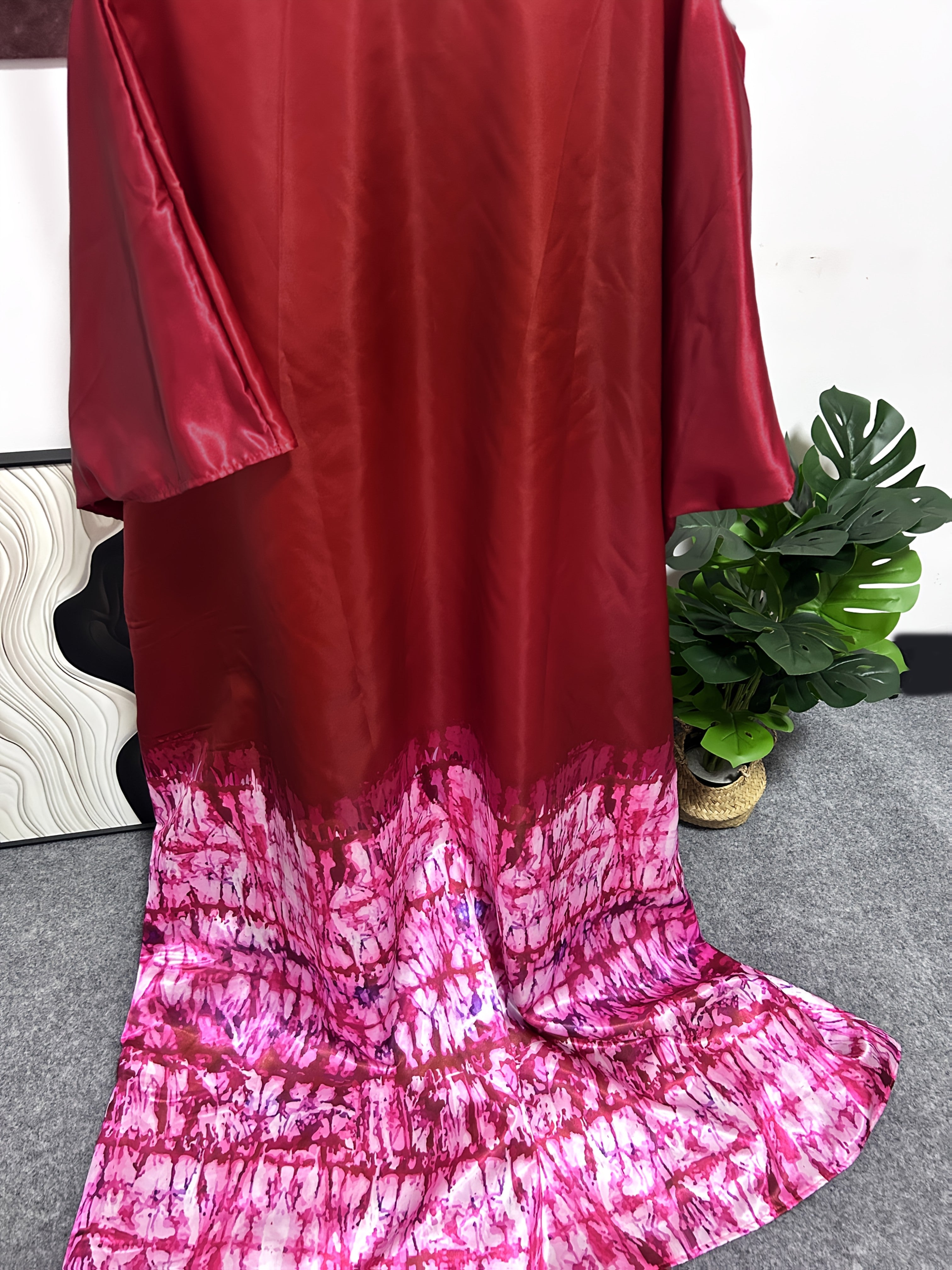 Women's African Dashiki Robe Long Sleeve Maxi Dress Wedding Party Purple Red