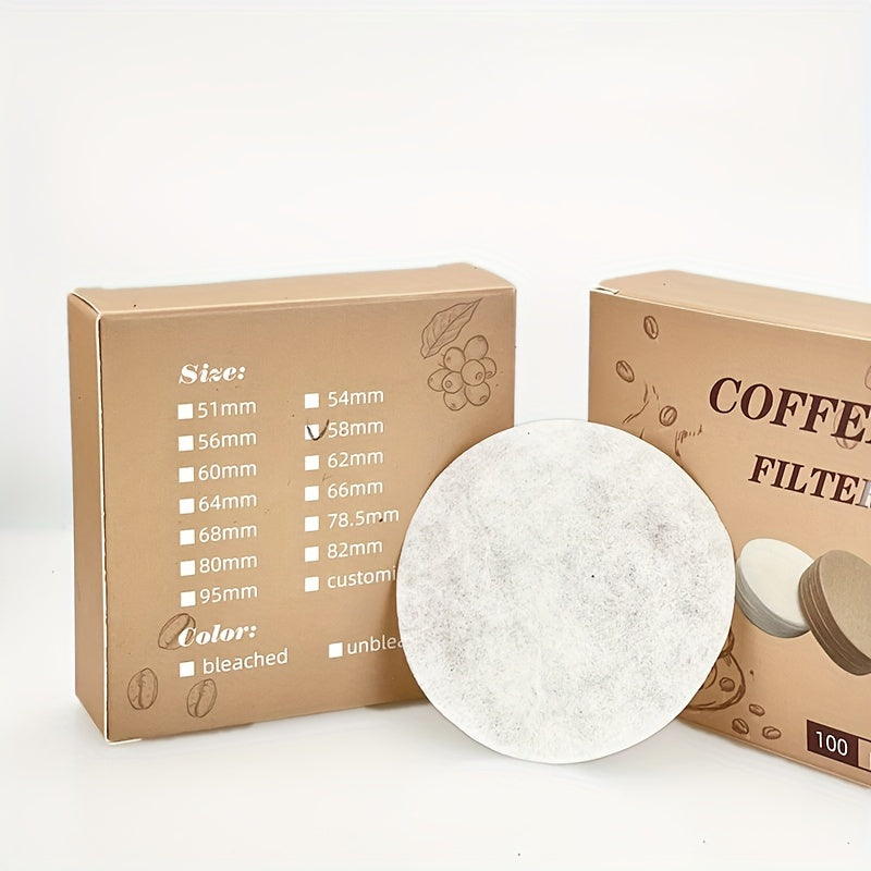 100 Pieces Espresso Filter Paper Round Coffee Filter for Portafilter 51mm 53mm 58mm