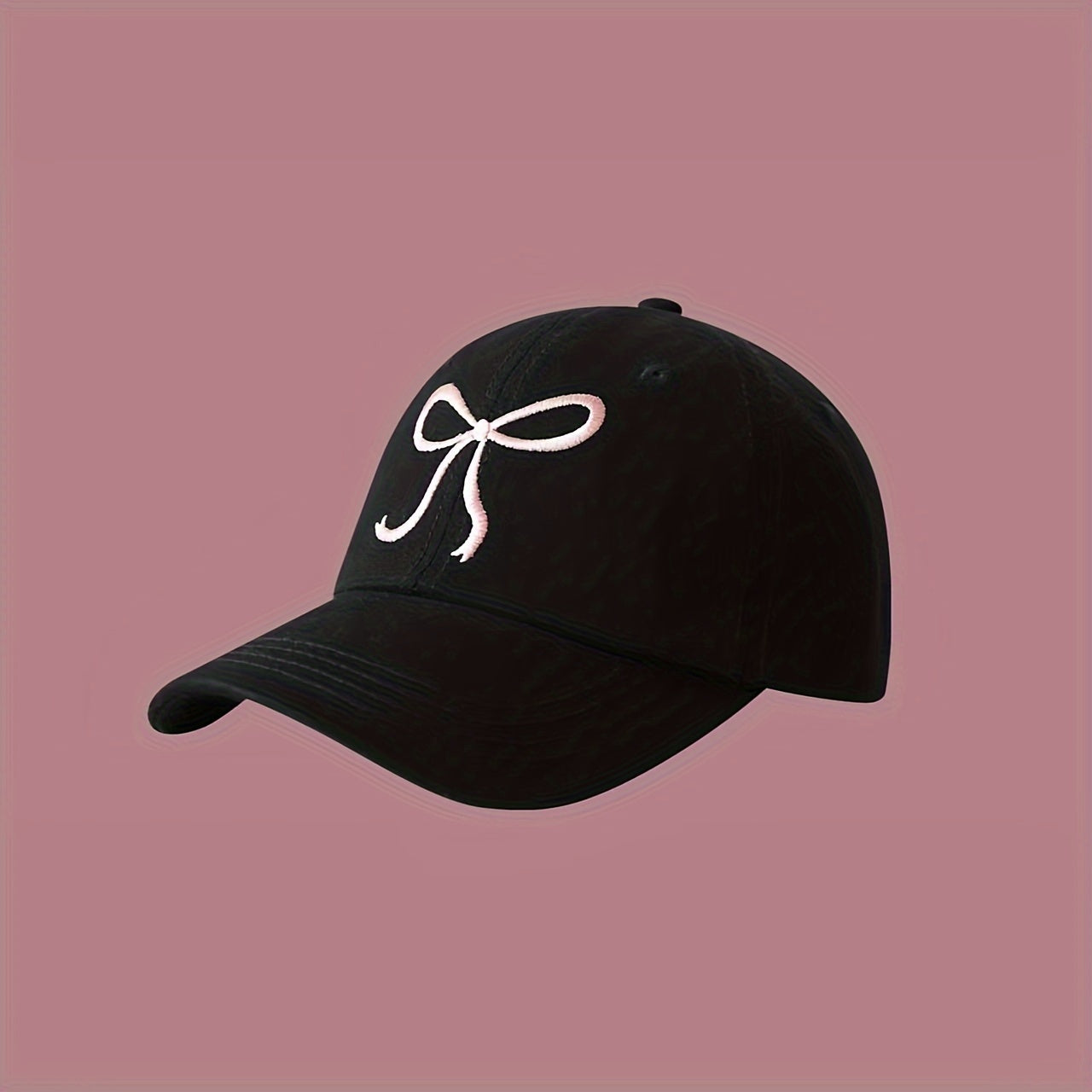 Adjustable Pink Bowknot Baseball Cap Lightweight Polyester Casual Unisex