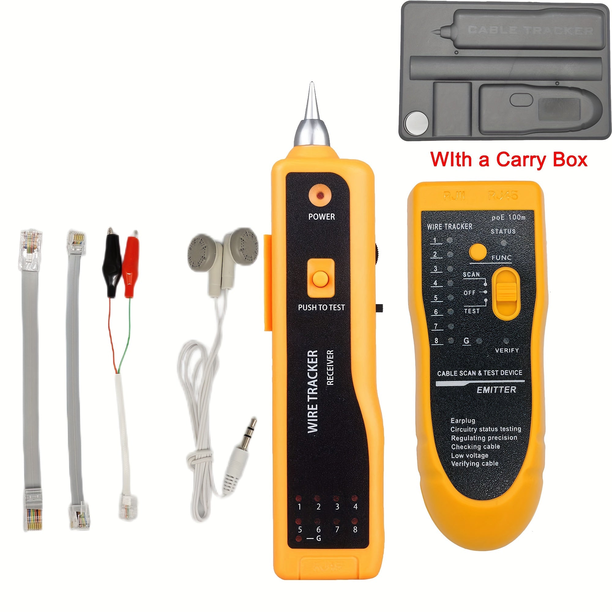 Handheld Cable Tester for LAN Phone Internet Video Data Line Finder Tone Inspection RJ45 RJ11