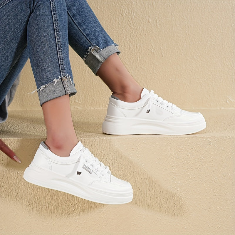 Women's White Breathable Sneakers for Running Casual and Skateboarding