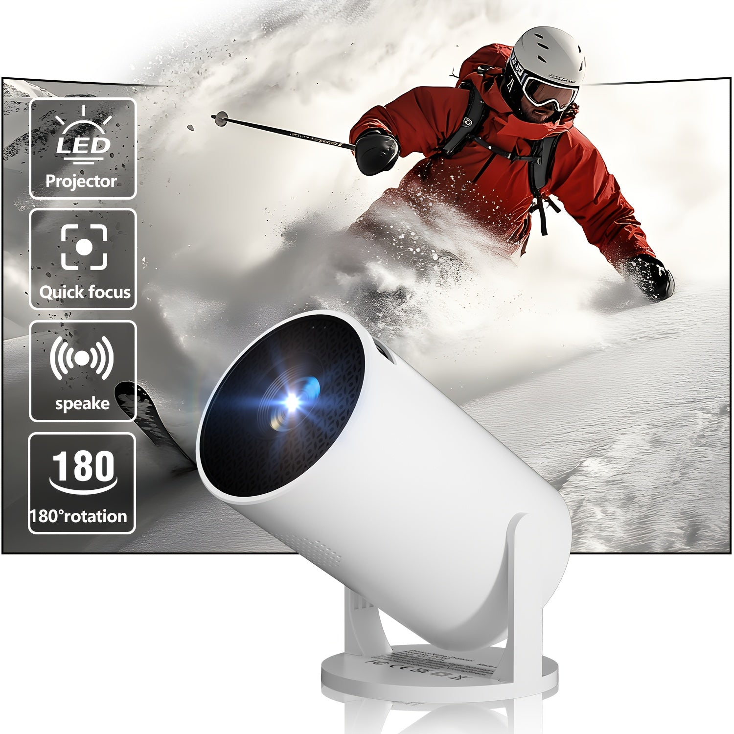 Portable HD Mini LED Projector for Home Theater with 4K Decoding