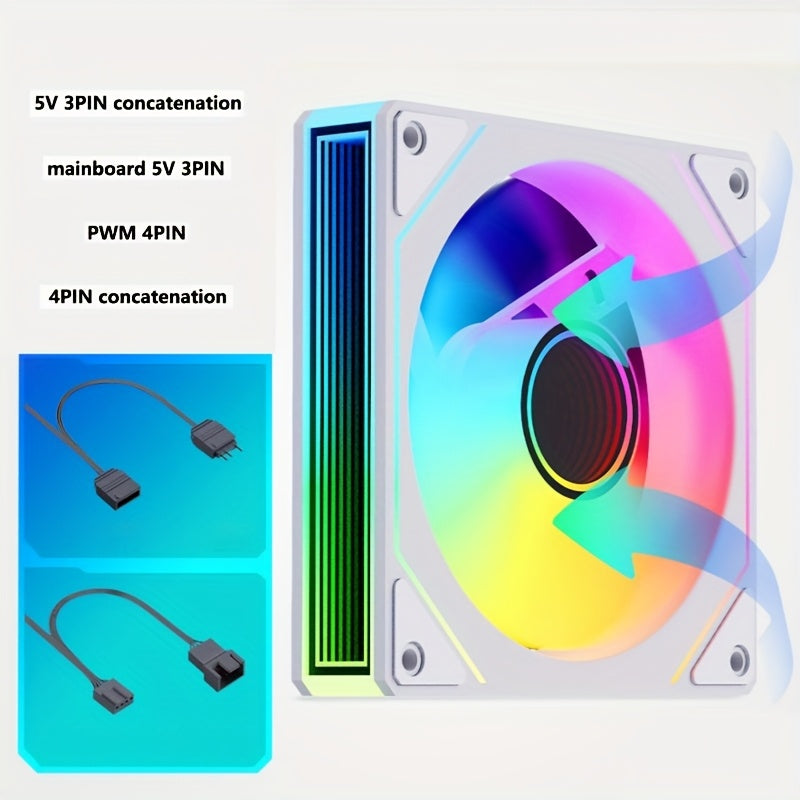 12cm Silent ARGB Computer Case Fan with Temperature Control for Air and Water Cooling