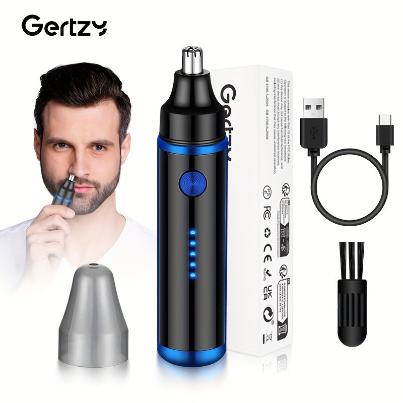 Recortadora de orejas y nariz para hombres, recargable por USB, batería de litio, negro, azul, accesorios